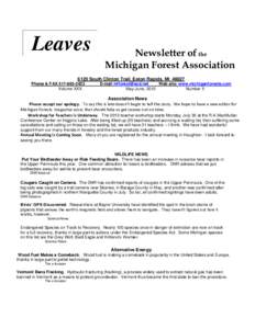 Leaves  Newsletter of the Michigan Forest Association[removed]South Clinton Trail, Eaton Rapids, MI 48827