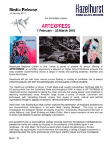 Media Release 19 January 2015 For immediate release ARTEXPRESS 7 February – 22 March 2015