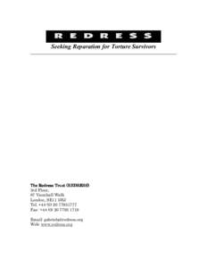 Seeking Reparation for Torture Survivors ________________________________________________________________________ The Redress Trust (REDRESS) (REDRESS) 3rd Floor,