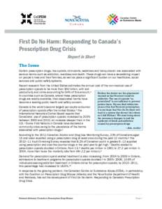 First Do No Harm: Responding to Canada’s Prescription Drug Crisis: Report in Short