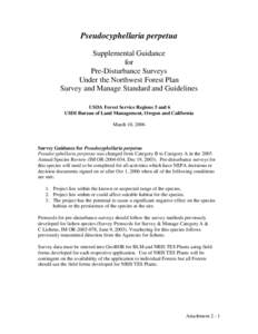 Pseudocyphellaria perpetua Supplemental Guidance for Pre-Disturbance Surveys Under the Northwest Forest Plan Survey and Manage Standard and Guidelines