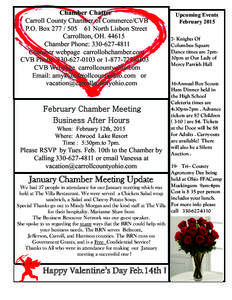\  Chamber Chatter Carroll County Chamber of Commerce/CVB P.O. BoxNorth Lisbon Street Carrollton, OH