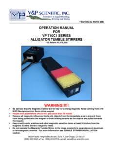 TECHNICAL NOTE 84B  OPERATION MANUAL FOR VP 710C1 SERIES ALLIGATOR TUMBLE STIRRERS