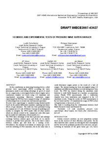 Proceedings of IMECE07 2007 ASME International Mechanical Engineering Congress and Exposition November 10-16, 2007, Seattle, Washington, USA