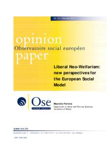 No[removed]February[removed]Liberal Neo-Welfarism: new perspectives for the European Social Model