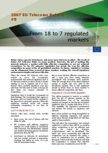 NOVEMBER, [removed]EU Telecoms Reform #9  From 18 to 7 regulated