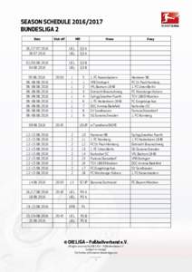 SEASON SCHEDULEBUNDESLIGA 2 Date Kick-off