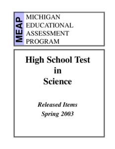 Spring 2003 Released Items  MEAP MEAP Science