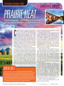 TOP PRAIRIE REGIONAL FIRMS  PRAIRIE HEAT Big deals, an economic boom, exciting challenges, and lots of legal work are bringing lawyers to Manitoba and Saskatchewan like never before.