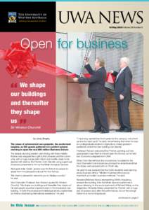 UWA  NEWS 18 May 2009 Volume 28 Number 6 Open for business  “