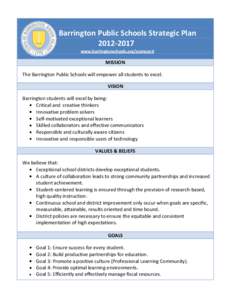 Barrington Public Schools Strategic Plan[removed]www.barringtonschools.org/scorecard MISSION The Barrington Public Schools will empower all students to excel.