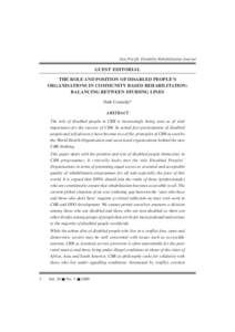 Asia Pacific Disability Rehabilitation Journal  GUEST EDITORIAL THE ROLE AND POSITION OF DISABLED PEOPLE’S ORGANISATIONS IN COMMUNITY BASED REHABILITATION: BALANCING BETWEEN DIVIDING LINES