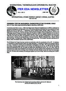 INTERNATIONAL THERMONUCLEAR EXPERIMENTAL REACTOR  ITER ITER EDA NEWSLETTER JUNE 1999