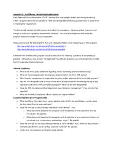 Appendix A - Anti-Money Laundering Questionnaire of Self-Examination Questionnaire