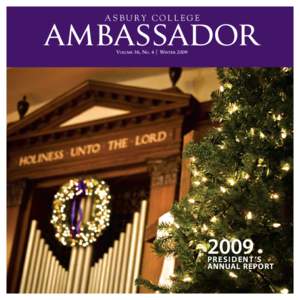 [removed]honor roll of donors  Asbury College Volume 36, No. 4 | Winter 2009