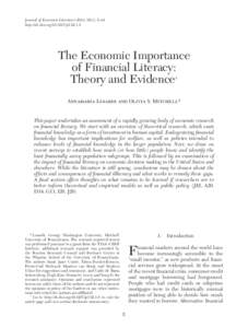 The Economic Importance of Financial Literacy: Theory and Evidence