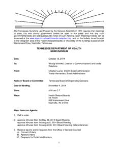 The Tennessee Sunshine Law Passed by the General Assembly in 1974 requires that meetings of state, city and county government bodies be open to the public and that any such governmental body give adequate public notice o