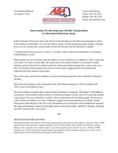 For Immediate Release November 5, 2012 Contact: Dan Ronan Office: [removed]Mobile: [removed]