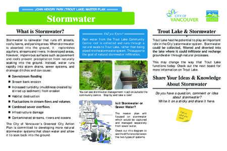 JOHN HENDRY PARK (TROUT LAKE) MASTER PLAN HeadingStormwater 1