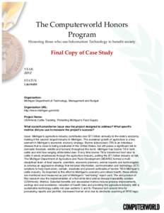 The  Computerworld  Honors   Program     Honoring  those  who  use  Information  Technology  to  benefit  society      Final  Copy  of  Case  Study  