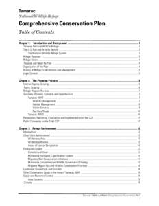 Tamarac National Wildlife Refuge Comprehensive Conservation Plan Table of Contents Chapter 1: Introduction and Background ..................................................................................................