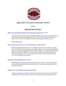 `  AQUATIC INVASIVE SPECIES NEWS[removed]DREISSENID MUSSELS