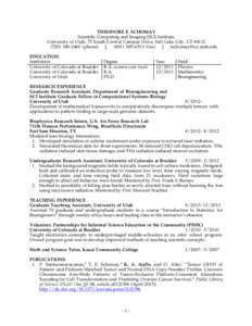 THEODORE E. SCHOMAY Scientific Computing and Imaging (SCI) Institute University of Utah, 72 South Central Campus Drive, Salt Lake City, UT2460 (phone (fax) 