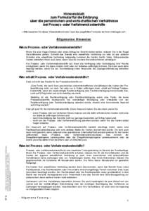 Hinweisblatt zum Formular für die Erklärung über die persönlichen und wirtschaftlichen Verhältnisse