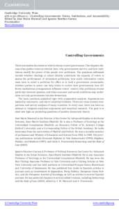 Cambridge University Press[removed]5 - Controlling Governments: Voters, Institutions, and Accountability Edited by Jose Maria Maravall and Ignacio Sanchez-Cuenca Frontmatter More information