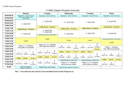 11 IMSC Session Program  11 IMSC Session Program Overview 08:00-08:30 08:30-09:00