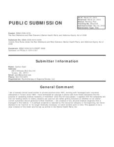 PUBLIC SUBMISSION  As of: March 22, 2010 Received: March 22, 2010 Status: Pending_Post Tracking No. 80ac423f