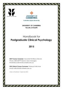 Master of Clinical Psychology Handbook for 2015