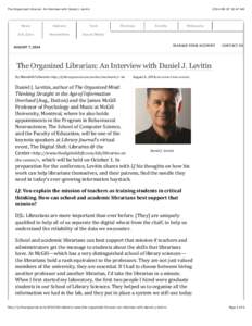 The Organized Librarian: An Interview with Daniel J. Levitin  News Opinion