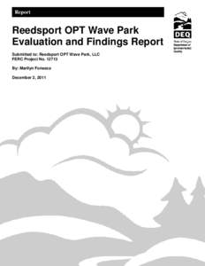 Reedsport OPT Wave Park Evaluation and Findings Report