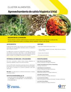 cluster alimentos  Aprovechamiento de salvia hispánica (chia) DESCRIPCIÓN DE LA INVENCIÓN