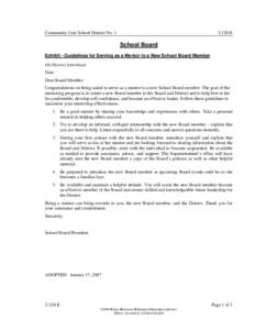 Community Unit School District No. 1  2:120-E School Board Exhibit - Guidelines for Serving as a Mentor to a New School Board Member