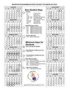 MOUNTAIN VIEW WHISMAN SCHOOL DISTRICT CALENDAR[removed]July 2014 S M