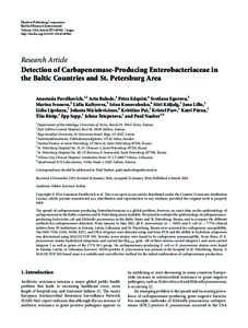 Detection of Carbapenemase-Producing Enterobacteriaceae in the Baltic Countries and St. Petersburg Area