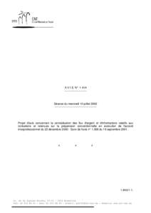 A V I S N° 1.414 ------------------------ Séance du mercredi 10 juillet 2002 ---------------------------------------------