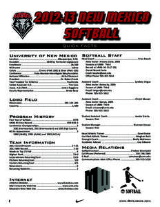 [removed]New Mexico Softball QUICK FACTS University of New Mexico  Location............................................................ Albuquerque, N.M.