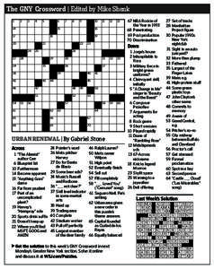 The GNY Crossword | Edited by Mike Shenk[removed]