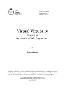 TRITA-TMH 2000:9 ISSNISBNVirtual Virtuosity Studies in