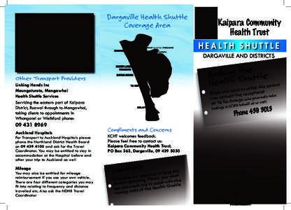 Dargaville Health Shuttle Coverage Area Kaipara Community Health Trust