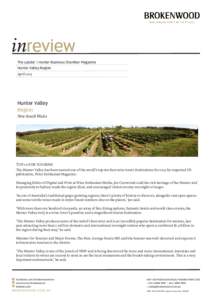 inreview The Leader | Hunter Business Chamber Magazine Hunter Valley Region AprilHunter Valley