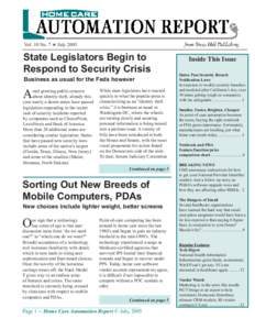 Vol. 10 No. 7 ✭ July[removed]State Legislators Begin to Respond to Security Crisis Business as usual for the Feds however