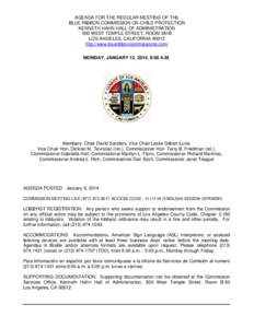 AGENDA FOR THE REGULAR MEETING OF THE BLUE RIBBON COMMISSION ON CHILD PROTECTION KENNETH HAHN HALL OF ADMINISTRATION 500 WEST TEMPLE STREET, ROOM 381B LOS ANGELES, CALIFORNIA[removed]http://www.blueribboncommissionla.com/