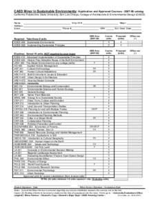 CAED Minor in Sustainable Environments: Application and Approved Courses[removed]catalog California Polytechnic State University, San Luis Obispo, College of Architecture & Environmental Design (CAED) Name Address Emai