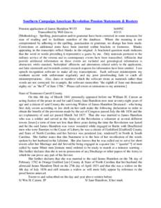 Southern Campaign American Revolution Pension Statements & Rosters Pension application of James Hamilton W155 Jane fn44NC Transcribed by Will Graves[removed]