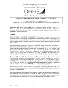 Appendix B1 - HIPAA Business Associate Agreement RFP# 4641Z1 MASTER INTERAGENCY / BUSINESS ASSOCIATE AGREEMENT HIPAA CONTRACT / ATTACHMENT FOR COMPLIANCE TO THE PRIVACY AND SECURITY OF PROTECTED HEALTH INFORMATION