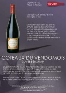 COTEAUX DU VENDOMOIS - Cuvée Benjamin